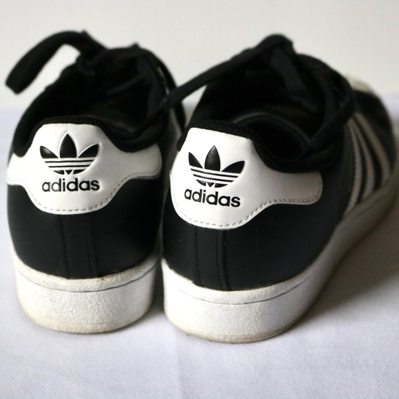 ADIDAS Superstar Leather Sneakers Running Shoes Black White Women's Size 7 - Picture 7 of 12